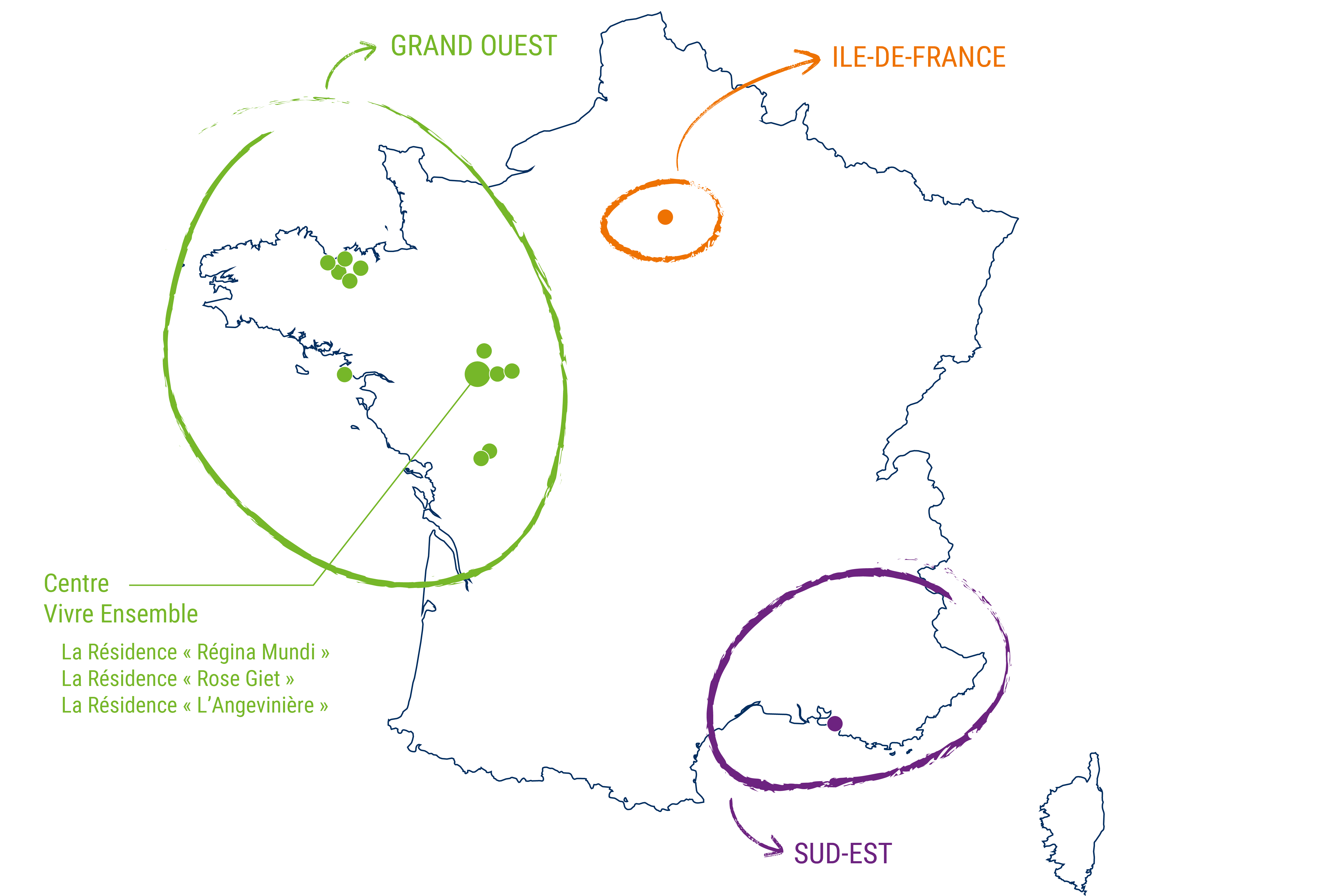 Carte de France avec un focus sur le territoire d'Anjou